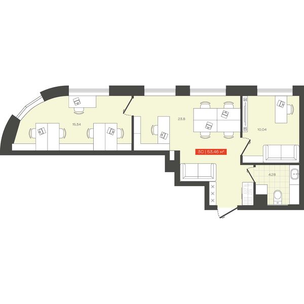 Файл:Freedom башня В 3-комнатные апартаменты 53.46 м².jpg