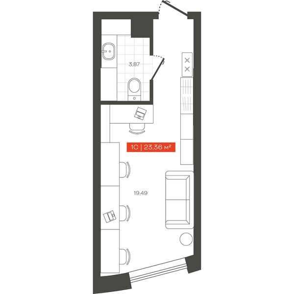 Файл:Freedom башня В 1-комнатные апартаменты 23.36 м².jpg