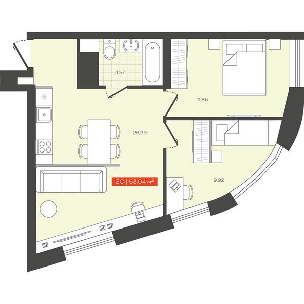 Файл:Freedom башня В 3-комнатные апартаменты 53.04 м².jpg