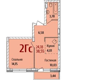 Redfox дом №3 2-комнатная квартира-студия 38,55.jpg
